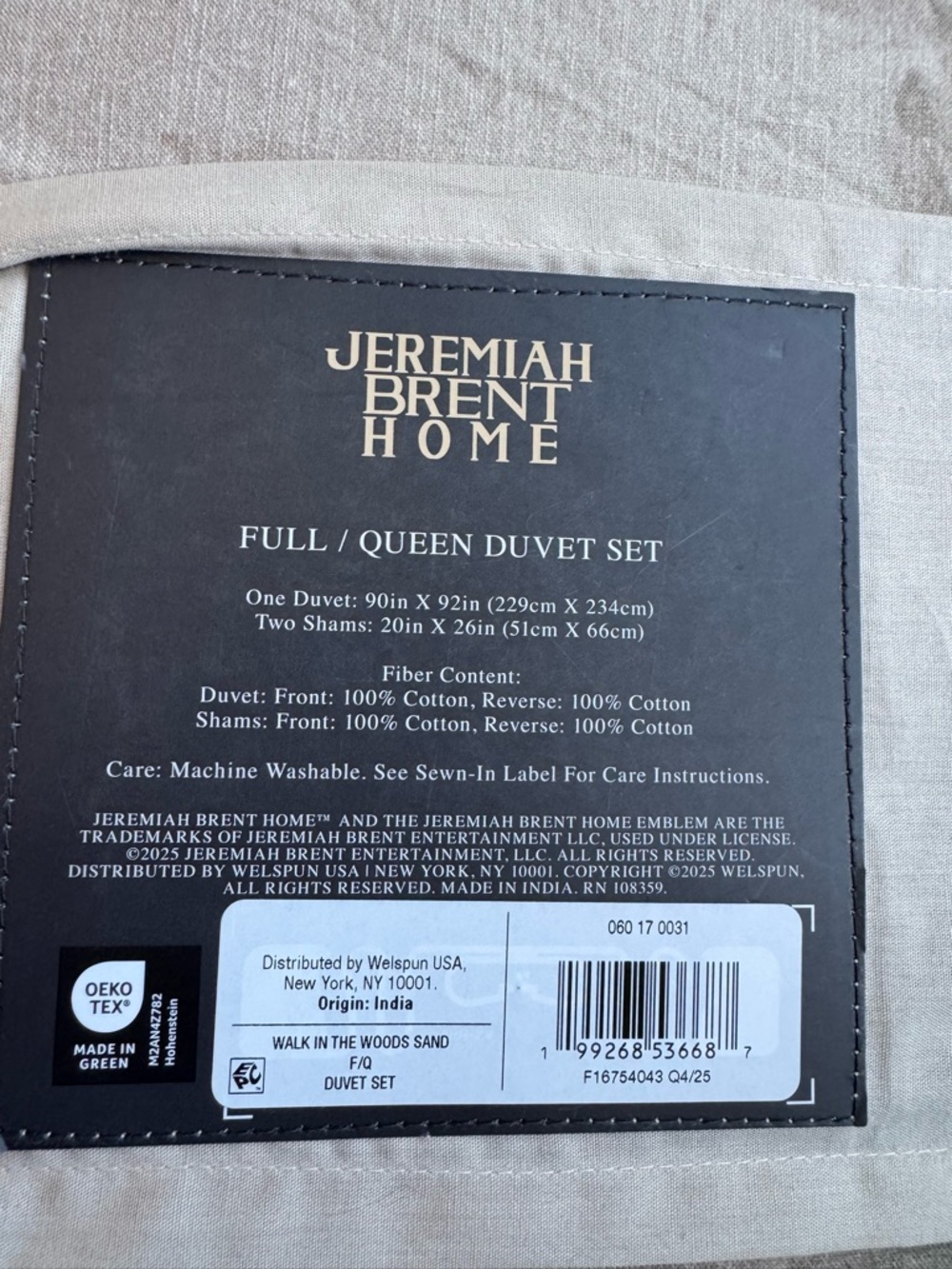 Jeremiah Brent Home - 3pc Full/Queen duvet set 'Walk in the Woods’ New - Picture 7 of 8